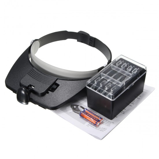 1.2X 1.8X 2.5X 3.5X Plastic Acrylic Lens Head Mount Headset LED Light 4pcs Magnification Glasses