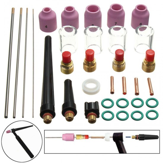 33Pcs TIG Welding Kit Gas Lens + 4Pcs WT For TIG Welding Torch WP-9/WP-20/WP-25