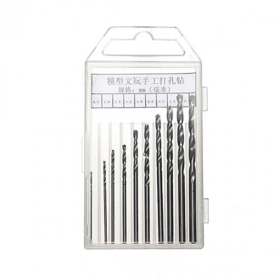 0.5-3.0mm Mini Hand Drill With 10pcs 0.8-3.0mm Twist Drill Bits Set Wood Bodhi Plastic Drilling Kit