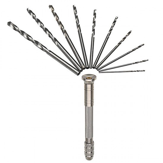 0.5-3.0mm Mini Hand Drill With 10pcs 0.8-3.0mm Twist Drill Bits Set Wood Bodhi Plastic Drilling Kit