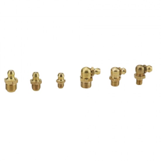 100pcs Hydraulic Brass Zerk Grease Nipple Fitting Assortment M6/M8/M10 Machinery Parts