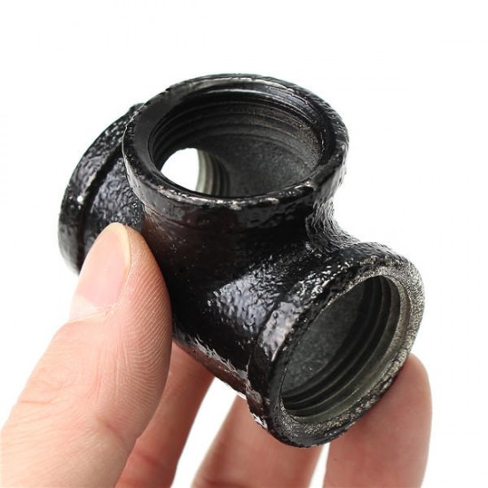 1/2 Inch 20mm Black Iron Pipe Threaded Tee Fitting Street Home Plumbing Connector