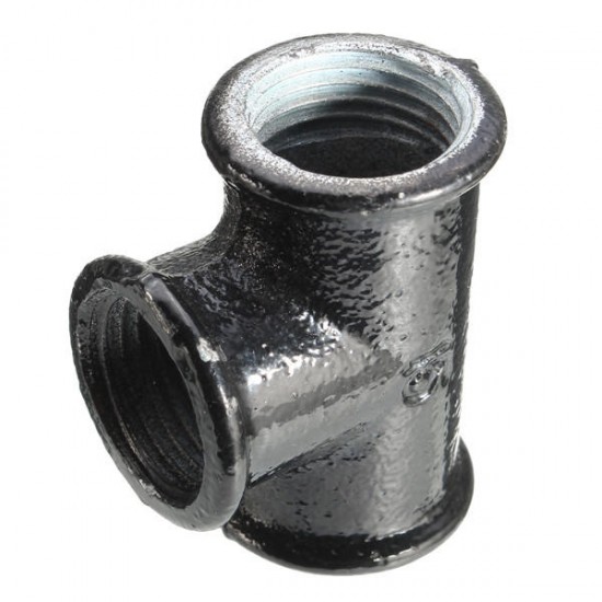 1/2 Inch 20mm Black Iron Pipe Threaded Tee Fitting Street Home Plumbing Connector