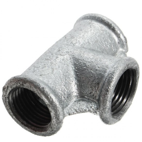 1/2 Inch Inner Diameter Black DN15 Malleable Cast Iron Threaded Tee Fitting