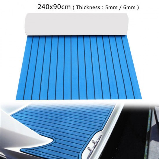 240x90cm EVA Foam 5/6mm Blue With Black Lines Boat Flooring Faux Teak Decking Sheet Pad