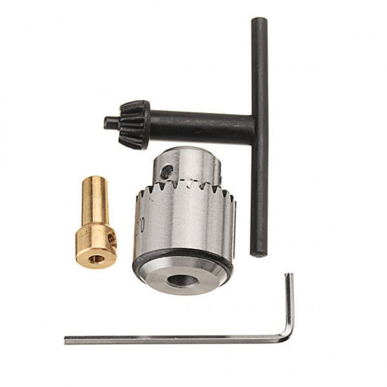 0.3-4mm Micro Motor Drill Chuck Clamp With Key and 1/8 Inch Shaft Connecting Rod