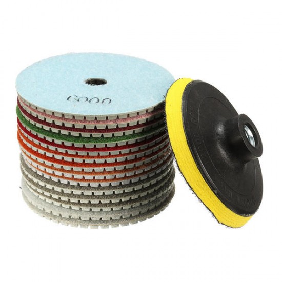 14pcs 4 Inch 30-6000 Grit Diamond Polishing Pads With Backer Pad