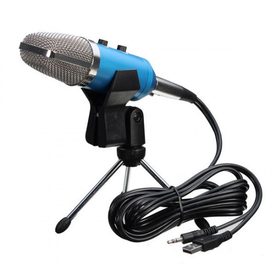 Audio USB Condenser Sound Studio Recording Vocal Microphone With Stand Mount