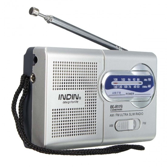 INDIN BC-R119 AM/FM Portable Pocket Radio Receiver Telescopic Antenna World Receiver 3.5mm INDIN BC-R119 AM/FM Portable Pocket Radio Receiver Telescopic Antenna World Receiver 3.5mm