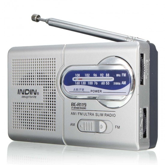 INDIN BC-R119 AM/FM Portable Pocket Radio Receiver Telescopic Antenna World Receiver 3.5mm INDIN BC-R119 AM/FM Portable Pocket Radio Receiver Telescopic Antenna World Receiver 3.5mm
