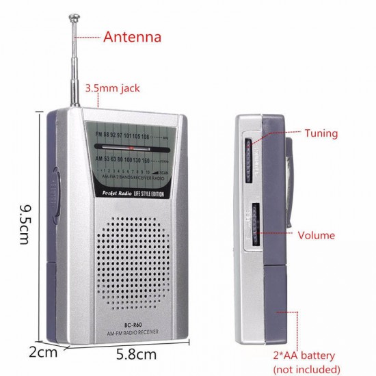 Indin BC-R60 Mini Pocket Portable AM/FM Receiver Radio Player Telescopic Antenna Speaker Indin BC-R60 Mini Pocket Portable AM/FM Receiver Radio Player Telescopic Antenna Speaker