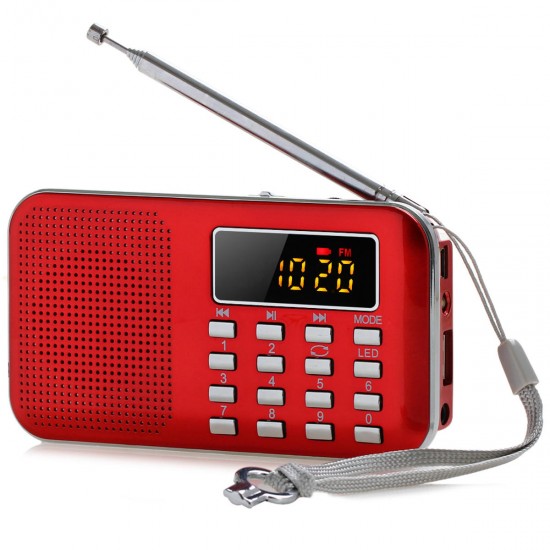 L-218AM FM AM Radio Digital LCD Supper Bass Mini Speaker AUX USB TF LED Light