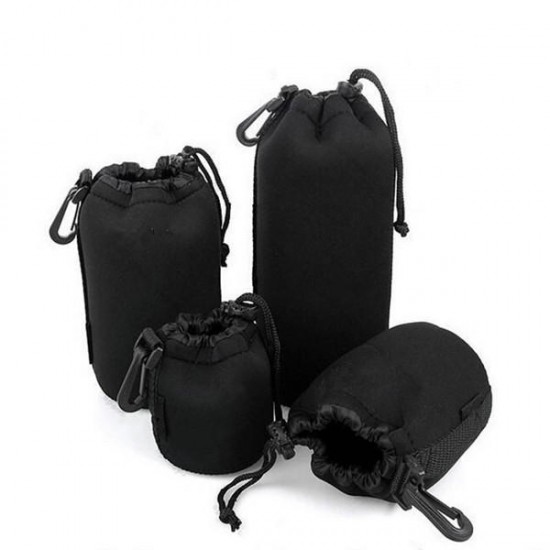 4Pcs Soft Neoprene S M L XL Lens Pouch Bag For Canon Nikon Sony Pentax DSLR Camera