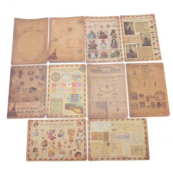 10 Sheet Vintage Paper Stickers DIY Scrapbooking Photo Album Diary Craft Decor