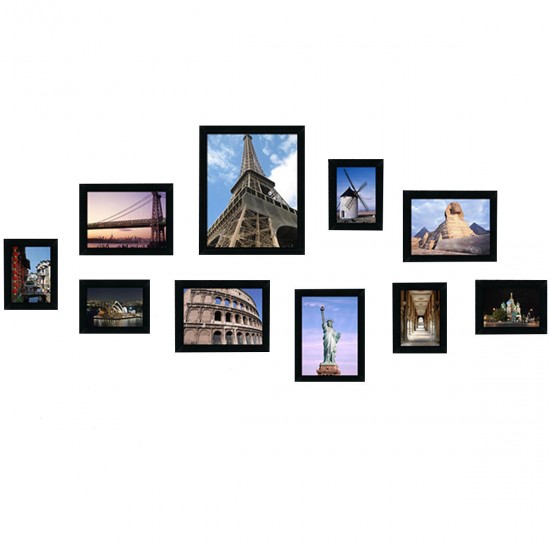 10Pcs Family Picture Multi Photo Frame Set Holds 10 Photos Aperture Wall Mounted