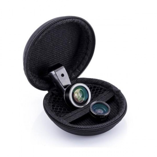 3 in 1 10X Macro 0.63 Wide Angle 198 Degree Fisheye Camera Lens High Definition for Mobile Phone Iphone Huawei Xiaomi