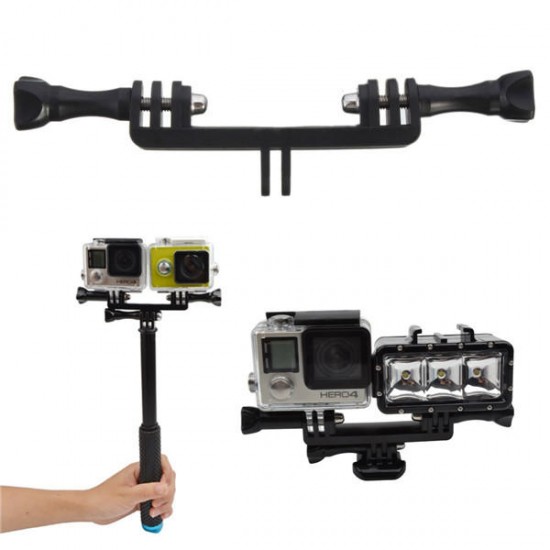 Double Sport Camera Holder Handle Grip Monopod Mount Adapter For Gopro Xiaomi Yi SJcam Double Sport Camera Holder Handle Grip Monopod Mount Adapter For Gopro Xiaomi Yi SJcam
