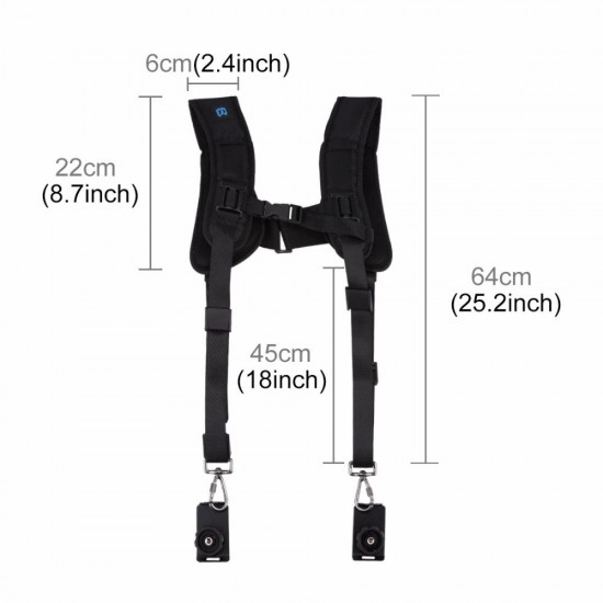 PULUZ PU6002 Quick Release Double Shoulder Harness Soft Pad Decompression Foam Strap Belt for DSLR PULUZ PU6002 Quick Release Double Shoulder Harness Soft Pad Decompression Foam Strap Belt for DSLR