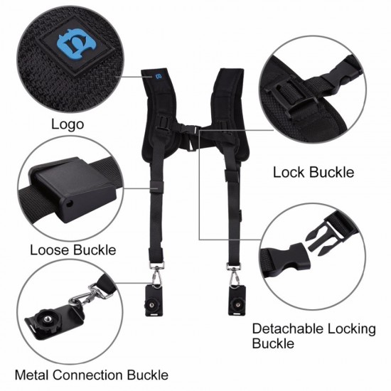 PULUZ PU6002 Quick Release Double Shoulder Harness Soft Pad Decompression Foam Strap Belt for DSLR PULUZ PU6002 Quick Release Double Shoulder Harness Soft Pad Decompression Foam Strap Belt for DSLR