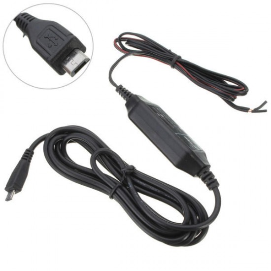 12V to 5V Hard Wire Power Adapter Cable Cord Jack For Car DVR Dash Camera Black 12V to 5V Hard Wire Power Adapter Cable Cord Jack For Car DVR Dash Camera Black