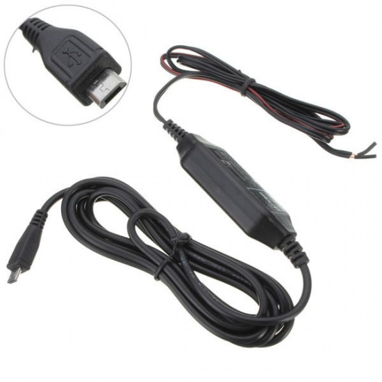 12V to 5V Hard Wire Power Adapter Cable Cord Jack For Car DVR Dash Camera Black