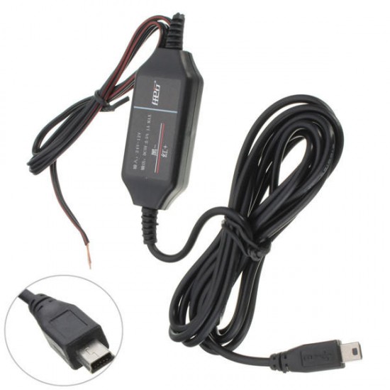 12V to 5V Hard Wire Power Adapter Cable Cord Jack For Car DVR Dash Camera Black 12V to 5V Hard Wire Power Adapter Cable Cord Jack For Car DVR Dash Camera Black