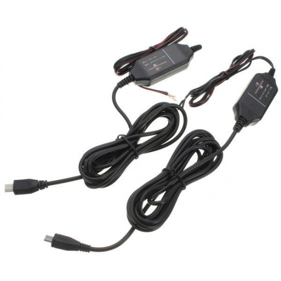 12V to 5V Hard Wire Power Adapter Cable Cord Jack For Car DVR Dash Camera Black