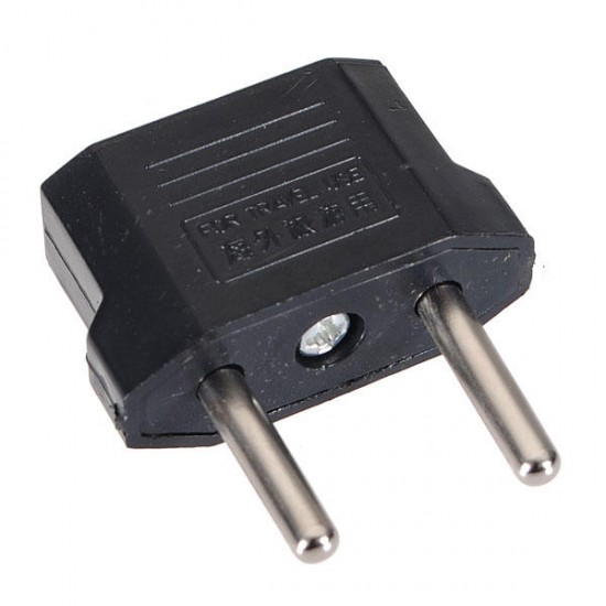 Flat to Round Plug Adapter Converter for Europe black