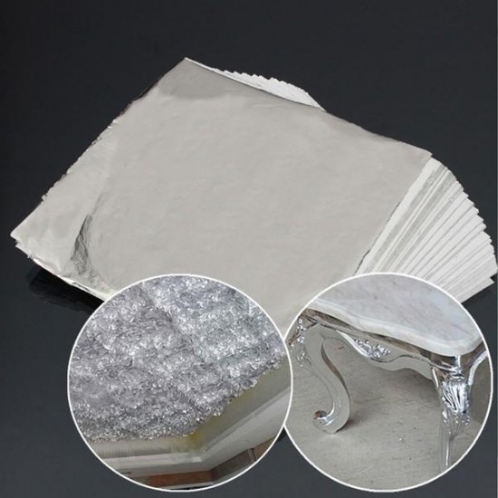 100 Leaves Fake Silver Leaf Sheets For Gilding Decoration Art Work Craft 14 x 14cm