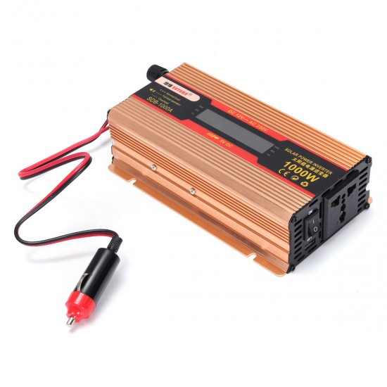 1000W DC12V to AC 220V Power Inverter Converter Adapter LCD Display Solar