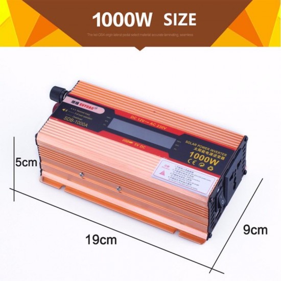 1000W DC12V to AC 220V Power Inverter Converter Adapter LCD Display Solar 1000W DC12V to AC 220V Power Inverter Converter Adapter LCD Display Solar