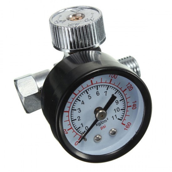 1/4inch Adjustable Mini Air Pressure Regulator Dial Gauge HVLP Spray Gun Air Tools