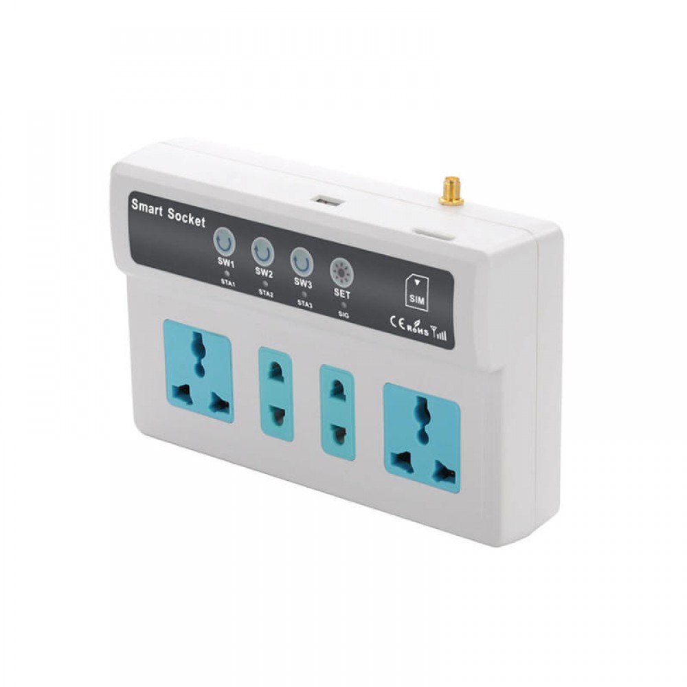 GSM Socket Switch Relay Remote Controlled 3 Ways Power Sockets Controller with Temperature ...
