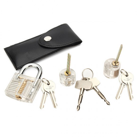 12pcs Unlocking Lock Pick Set with 3pcs Transparent Locks Locksmith Practice Supplies Set