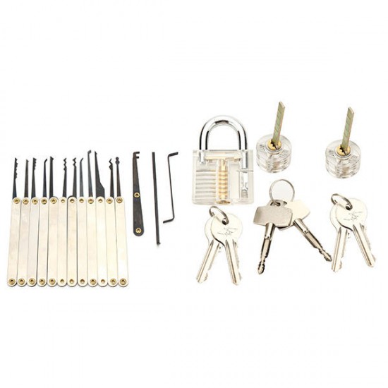 12pcs Unlocking Lock Pick Set with 3pcs Transparent Locks Locksmith Practice Supplies Set 12pcs Unlocking Lock Pick Set with 3pcs Transparent Locks Locksmith Practice Supplies Set