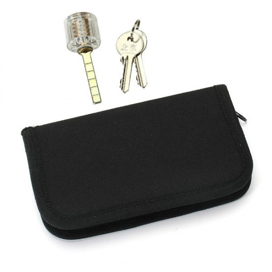 18 in 1 Stainless Steel Lock Pick Set with 1Pc Transparent padlock 18 in 1 Stainless Steel Lock Pick Set with 1Pc Transparent padlock