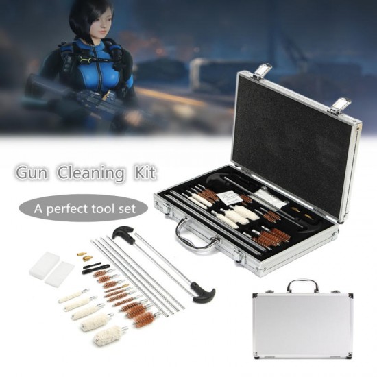 106pcs Universal Gun Cleaning Kit Handgun Shotgun Firearm Gun Cleaner with Aluminum Carry Case