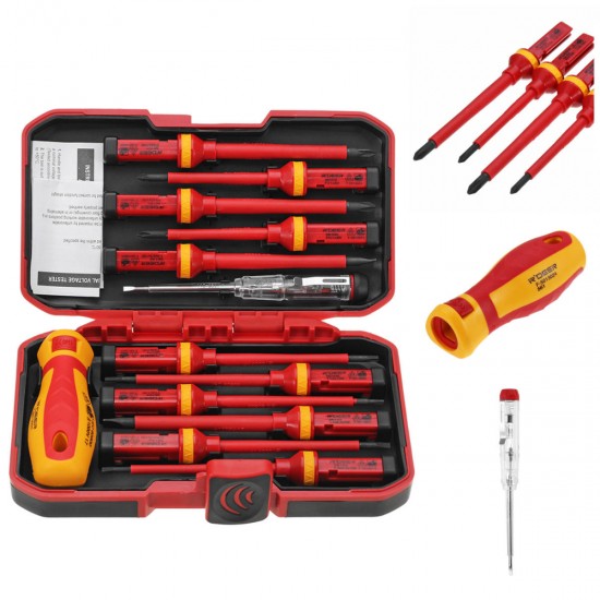 13Pcs 1000V Electronic Insulated Screwdriver Set Phillips Slotted Torx CR-V Screwdriver Repair Tools 13Pcs 1000V Electronic Insulated Screwdriver Set Phillips Slotted Torx CR-V Screwdriver Repair Tools