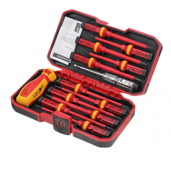 13Pcs 1000V Electronic Insulated Screwdriver Set Phillips Slotted Torx CR-V Screwdriver Repair Tools 13Pcs 1000V Electronic Insulated Screwdriver Set Phillips Slotted Torx CR-V Screwdriver Repair Tools