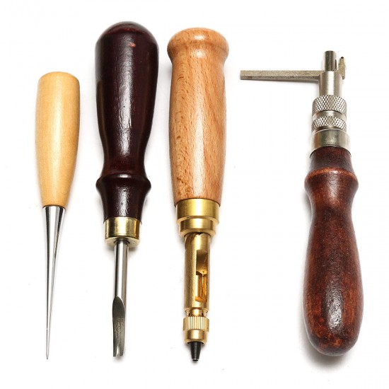 19pcs Leather Craft Punch Tools Stitching Carving Working Sewing Saddle Groover Kit 19pcs Leather Craft Punch Tools Stitching Carving Working Sewing Saddle Groover Kit