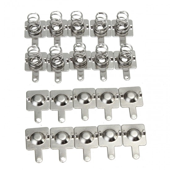 10 Pairs Silver Tone Metal Battery Spring Plate Set for AA AAA Batteries