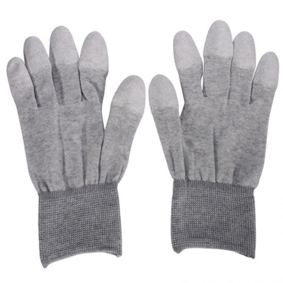 1 Pair ESD Safe Gloves Anti-static Anti Skid PU Finger Top Coated for Electronic Repair Works