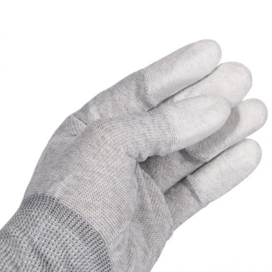 1 Pair ESD Safe Gloves Anti-static Anti Skid PU Finger Top Coated for Electronic Repair Works