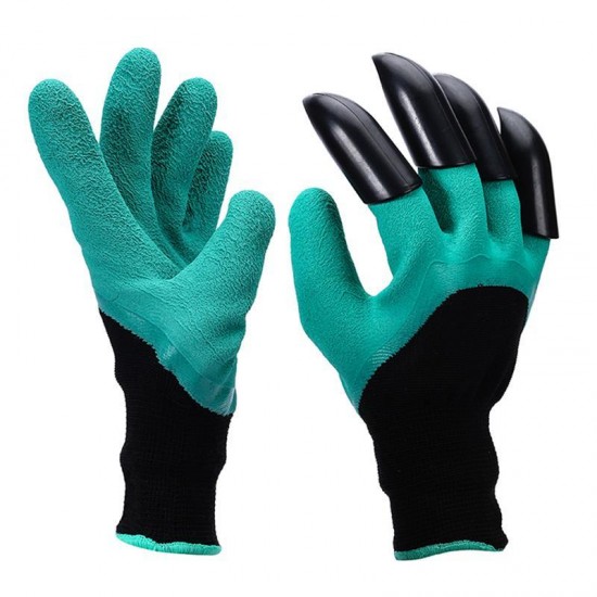 1 Pair Garden Gloves with 4 ABS Plastic Claws for Garden Digging Planting