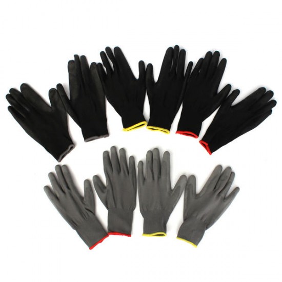 1 Pair PU Palm Coated Nylon Precision Protective Safety Work Gloves Light Weight