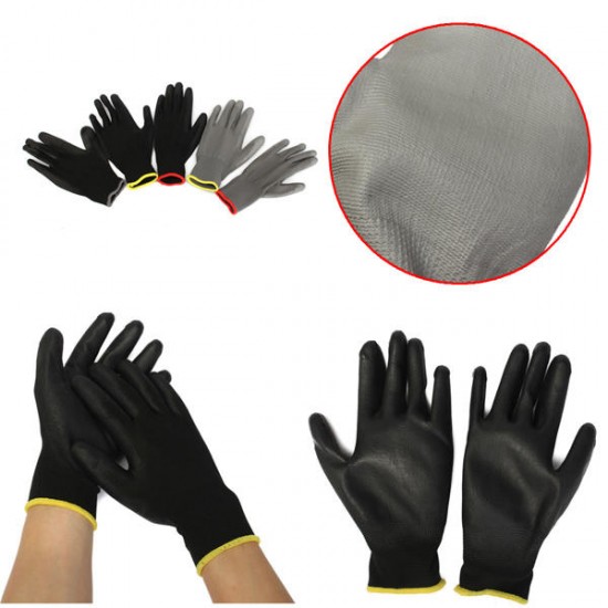 1 Pair PU Palm Coated Nylon Precision Protective Safety Work Gloves Light Weight 1 Pair PU Palm Coated Nylon Precision Protective Safety Work Gloves Light Weight