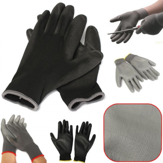 1 Pair PU Palm Coated Nylon Precision Protective Safety Work Gloves Light Weight 1 Pair PU Palm Coated Nylon Precision Protective Safety Work Gloves Light Weight