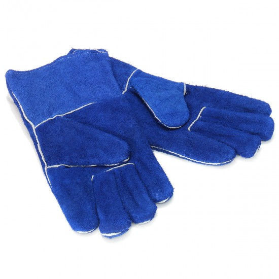 1 Pair Wood Burner Welder Gauntlets Fire High Temp Stoves Protection Long Gloves Blue