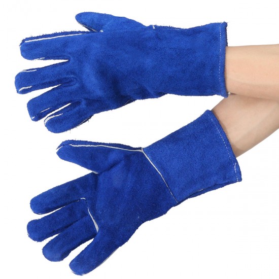 1 Pair Wood Burner Welder Gauntlets Fire High Temp Stoves Protection Long Gloves Blue 1 Pair Wood Burner Welder Gauntlets Fire High Temp Stoves Protection Long Gloves Blue