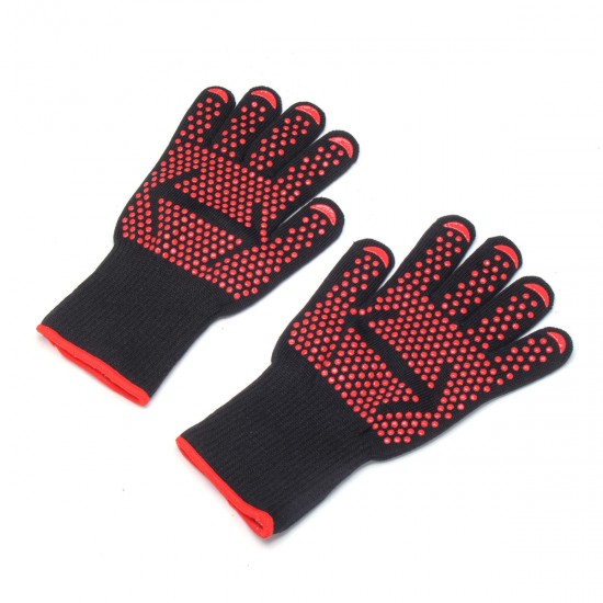 1 pair 500°C Heat Proof Grilling Gloves BBQ Kitchen Cooking Industrial Work Tools